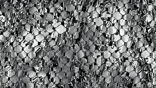 Intricate Black and White Hexagonal Pattern Wallpaper for Modern Interior Decor