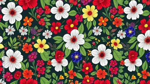 Vibrant Wildflower Pattern: Perfect for Fabric, Wallpaper, or Home Decor - Bring Nature's Beauty into Your Space