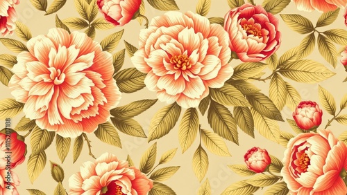 Vibrant Floral Pattern Wallpaper: Elegant Peony Designs for Home Decor, Uplifting and Fresh Ambiance
