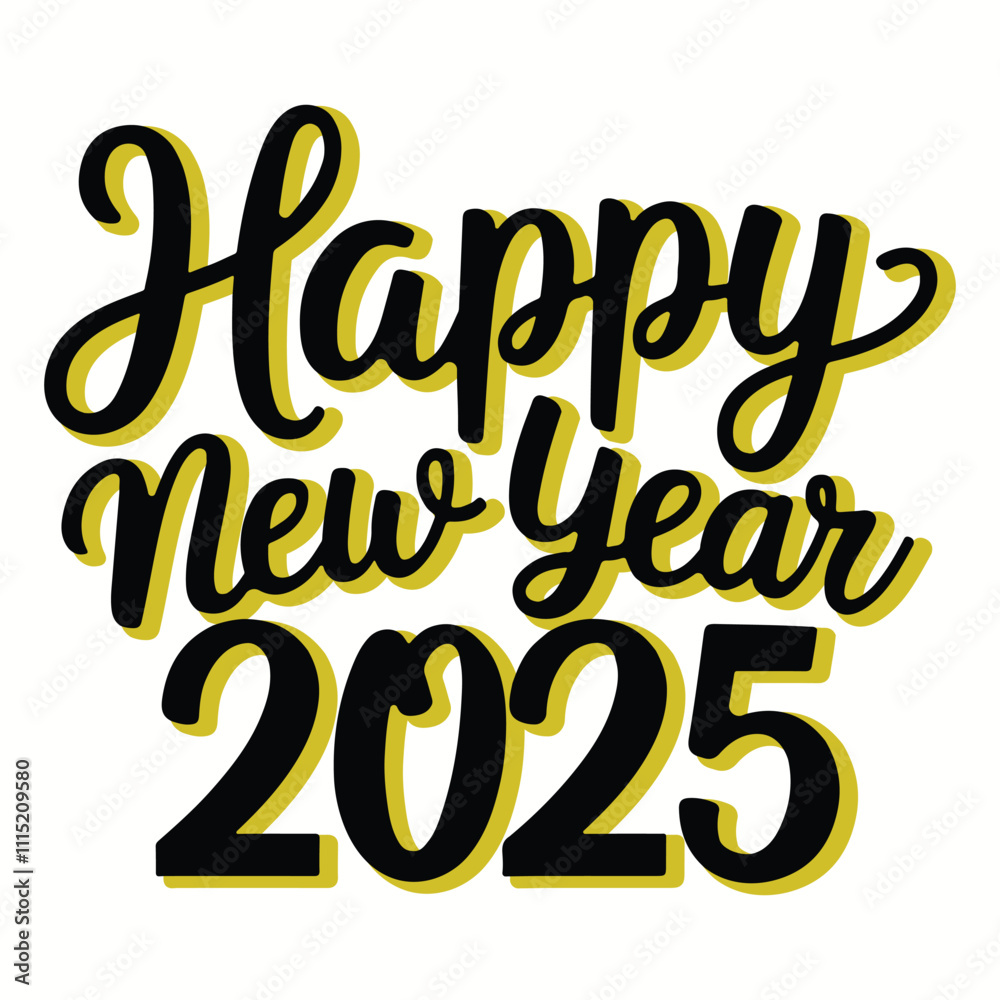 Fototapeta premium Happy New Year 2025 – Elegant Handwritten Typography Design.