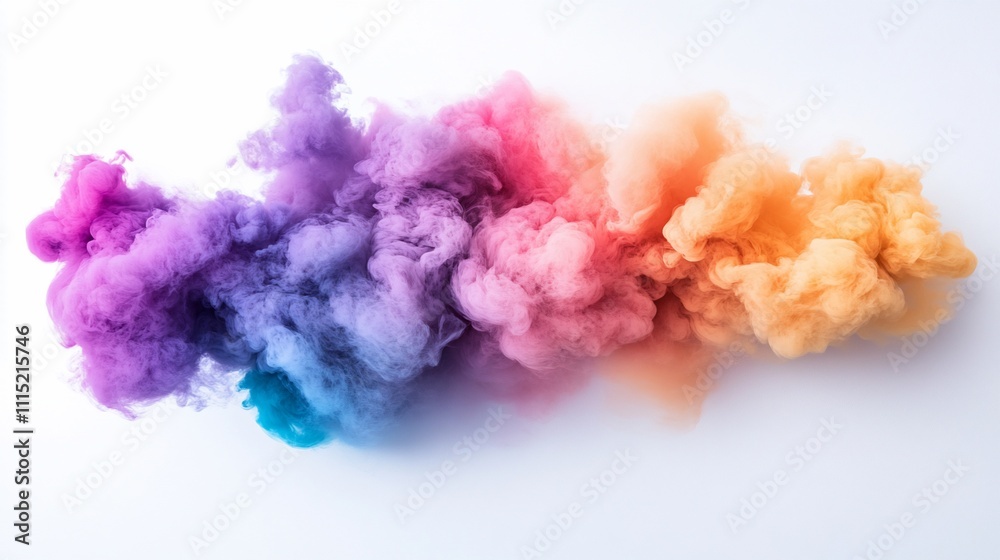Fototapeta premium Abstract multicolored smoke clouds on white background.