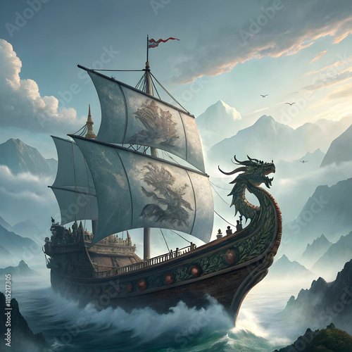 dragon ship digital art illustration photo