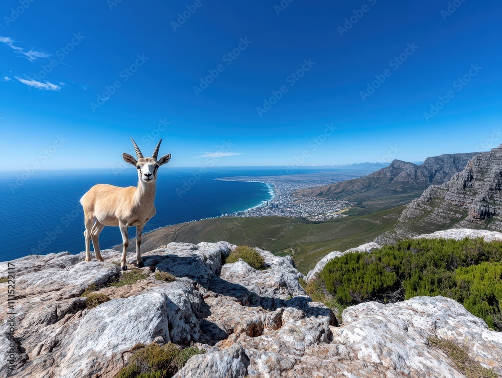 Obraz premium Majestic View of Table Mountain Overlooking Cape Town Landscape