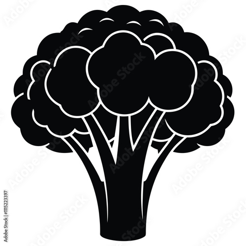 brow coli silhouette vector style with withe background.