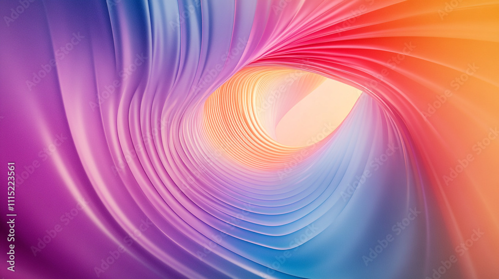 Obraz premium Colorful wave pattern creating a mesmerizing abstract tunnel effect in soft gradients of light