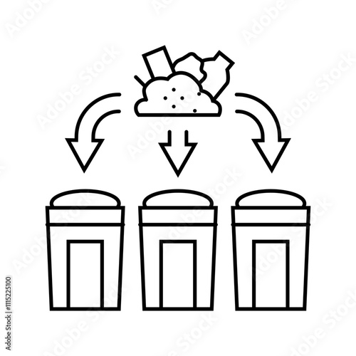 segregation waste sorting line icon vector. segregation waste sorting sign. isolated contour symbol black illustration