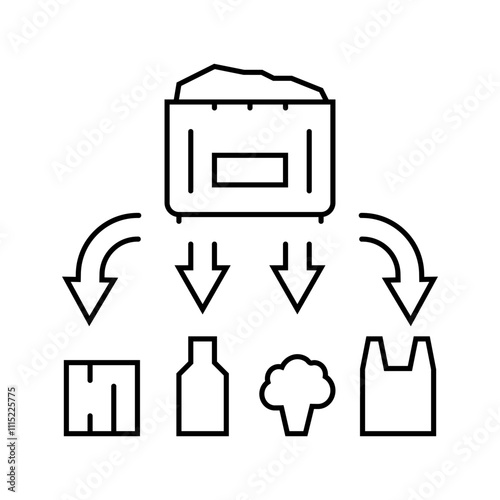 waste management waste sorting line icon vector. waste management waste sorting sign. isolated contour symbol black illustration