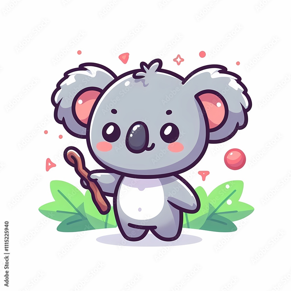 Fototapeta premium Chibi Koala Illustration in Flat Style on White Background