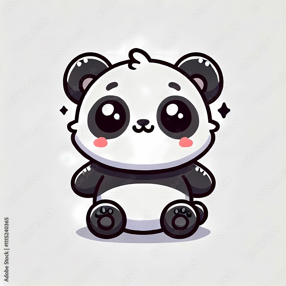 Naklejka premium Chibi Panda Illustration in Flat Style on White Background