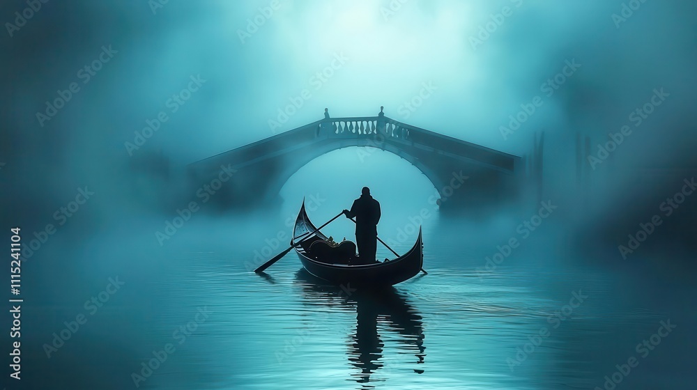 Fototapeta premium Traveler on a gondola ride in Venice, canals and bridges creating a timeless feel