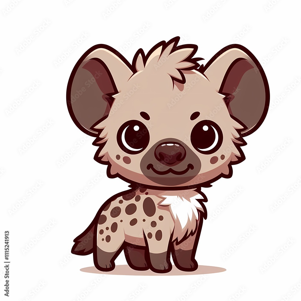 Cute Chibi Hyena Illustration in Flat Style on White Background Cute Chibi Hyena Illustration in Flat Style on White Background
