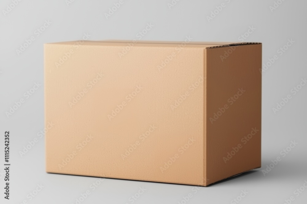A simple, plain cardboard box placed against a neutral gray background. Ideal for packaging, shipping, and storage-related concepts A simple, plain cardboard box placed against a neutral gray background. Ideal for packaging, shipping, and storage-related concepts