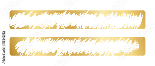 Golden scratchcard surfaces in rectangular shapes with scraped textures. Raffle, sale coupon or promo code card templates. Vector illustration.