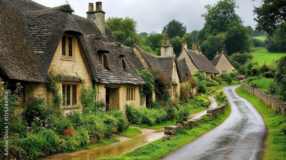 Fototapeta premium Charming Cotswold Village Street