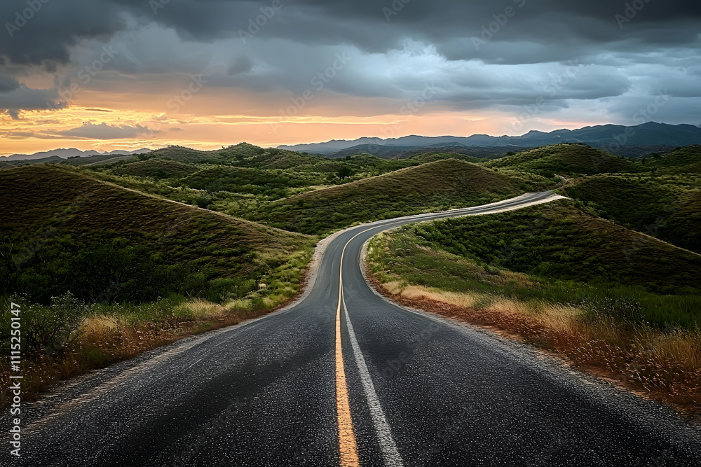 Naklejka premium Straße über Hügel