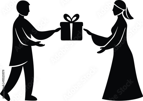 Gift Exchange vector silhouette