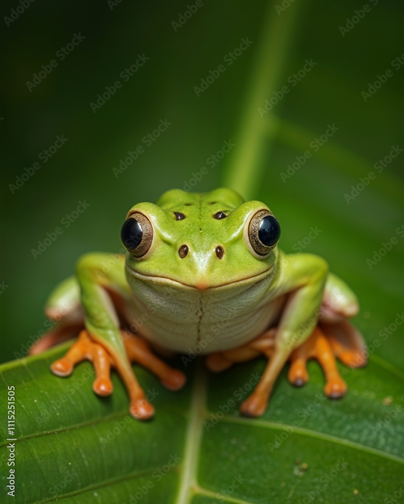 Obraz premium green frog on a leaf