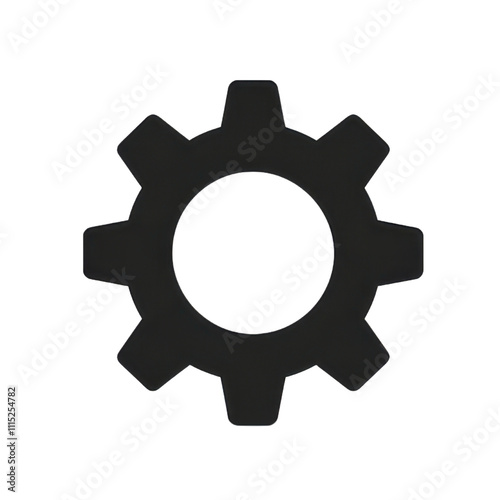 Black gear icon on transparency background