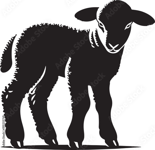 A lamb silhouette vector art illustration