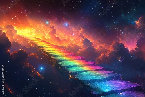 Wallpaper Mural Rainbow Steps Leading To A Celestial Galaxy Torontodigital.ca