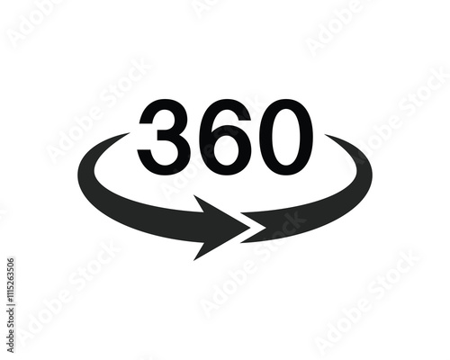 360 Degrees View Vector Icon.