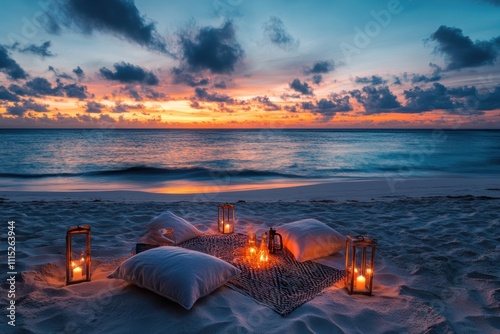 Romantic Sunset Picnic on the Beach