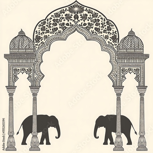 Agra India,Taj Mahal illustration Line Art Vector white background
