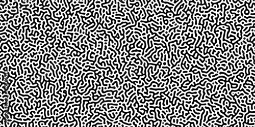 Organic seamless patterns with rounded lines Diffusion reaction background. Monochrome background of natural organic forms motion. Overlay template abstract Turing organic wallpaper background.