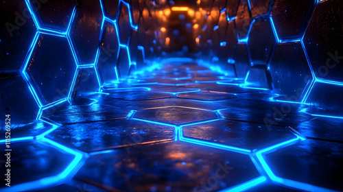 Hexagon Corridor 3D Illustr...