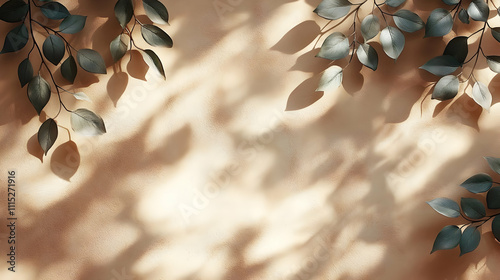 Green Leaf Shadow on Tan Wa...