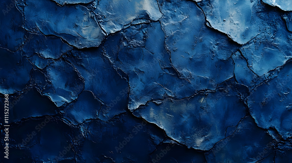 Fototapeta premium Deep Blue Cracked Texture: Abstract Art Background