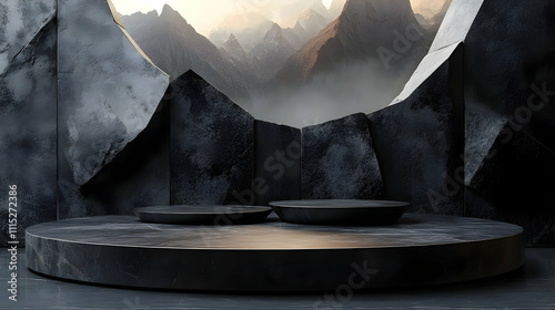 Dark Marble Platform with M...
