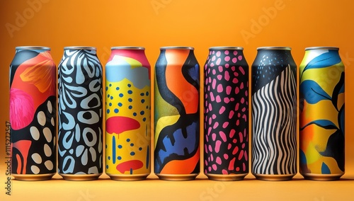 Colorful Cans with Abstract Patterns