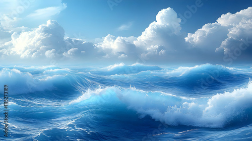 Ocean Waves Crashing: Blue ...
