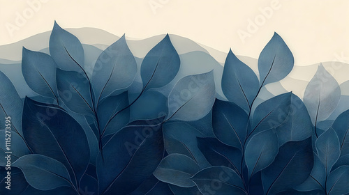 Abstract Blue Leaf Illustra...