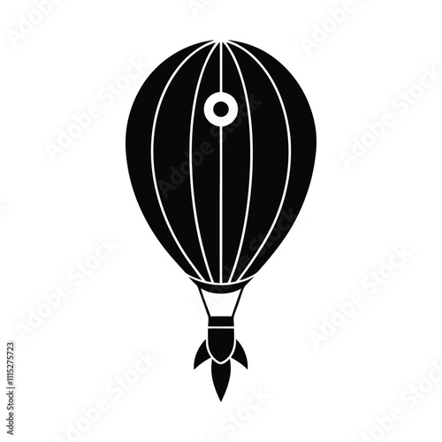 Black and white rocket design inside a balloon, perfect for space-themed party decorations and invitations.