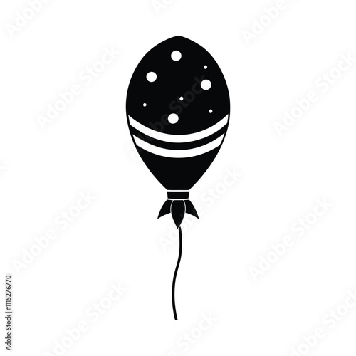 Black and white rocket design inside a balloon, perfect for space-themed party decorations and invitations.