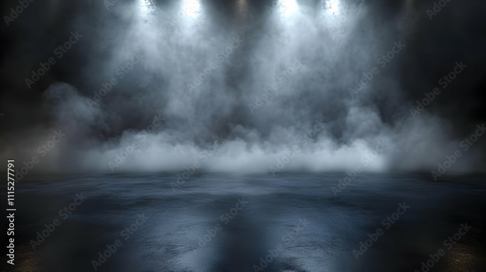 Fototapeta premium Dark Moody Foggy Stage Background with Lights