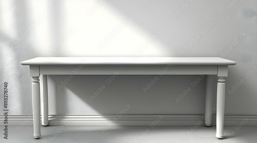 White Table Against a White Wall with Light White Table Against a White Wall with Light