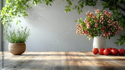 Sunlit Table: Plants, Apple...