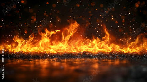 Fiery Flames and Sparks Bac...