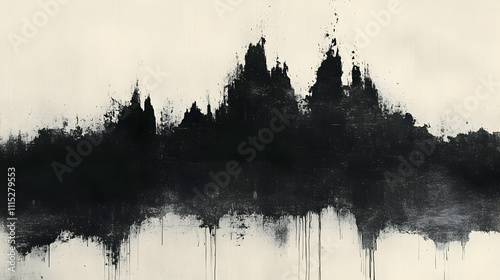 Abstract Black Ink Dripping...