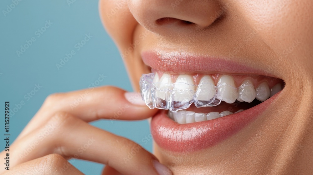 Obraz premium Teeth alignment consultation showing an orthodontist explaining Invisalign to a patient