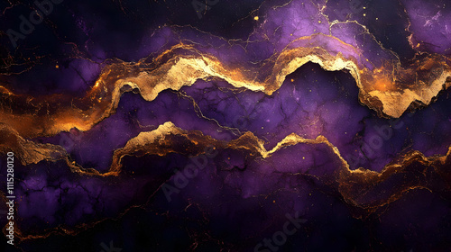 Purple & Gold Abstract Art:...