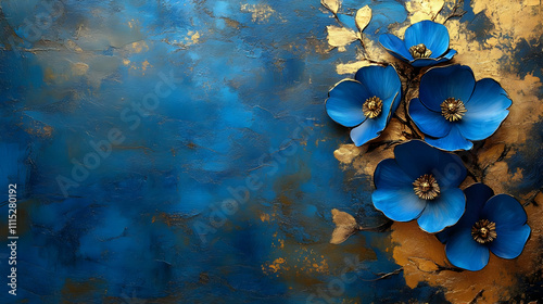 Blue Flowers on Gold: Elega...