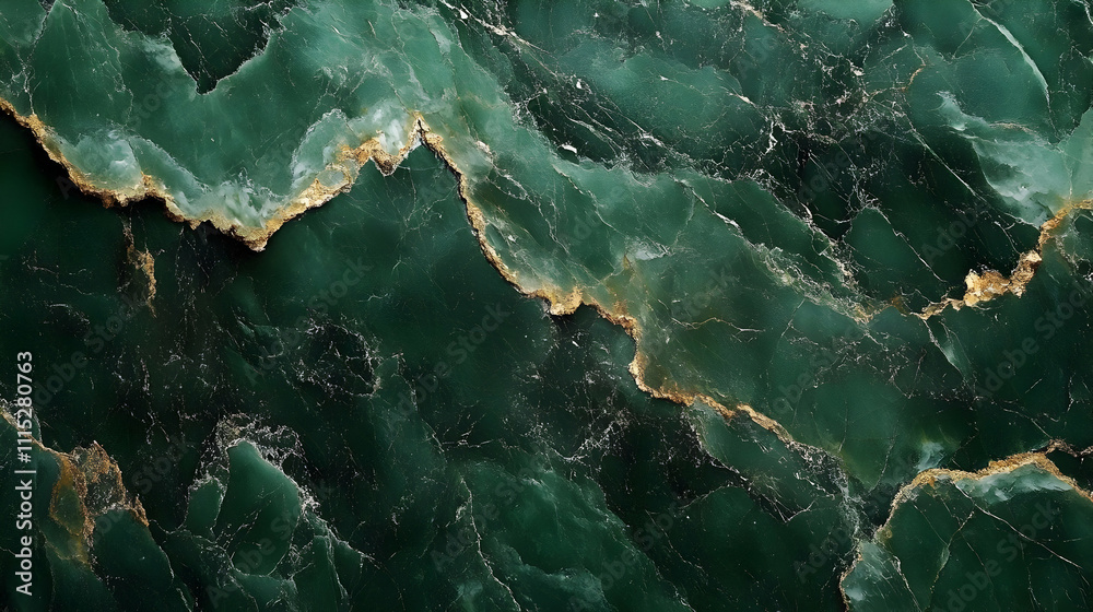 Fototapeta premium Emerald Green Marble Texture: Luxury Design Background, Gold Veins