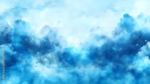 Abstract Blue Watercolor Cl...