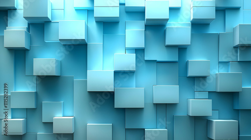 Abstract Blue Cubes: 3D Geo...