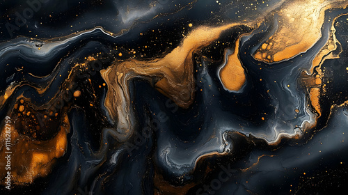 Abstract Black and Gold Swi...