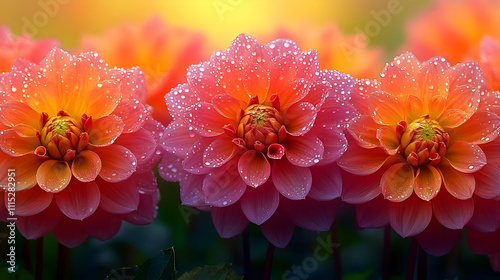 Dew-Kissed Dahlias: A Vibra...